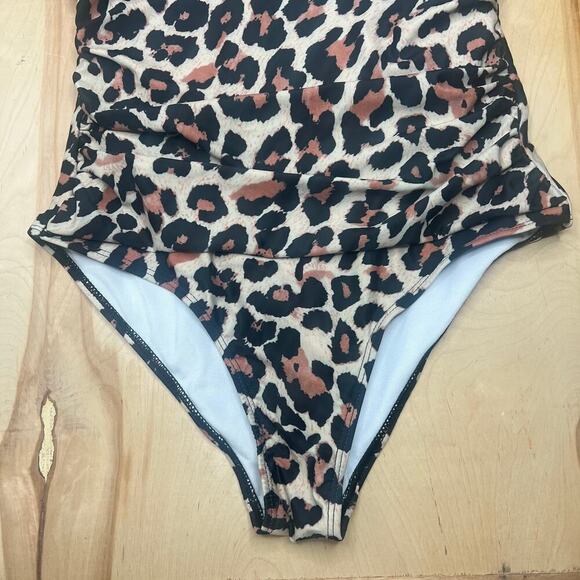 EOMENIE Womens One Piece Swimsuit Animal Print Keyhole Halter Tummy Control Sz M - Picture 6 of 9